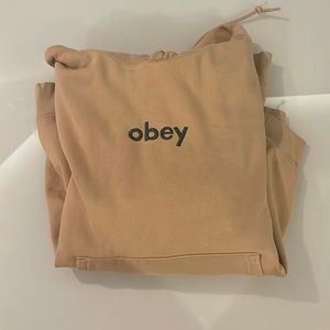 Obey | Embroidered Hoodie | Large | Tan, Green | Brand New (no tag)